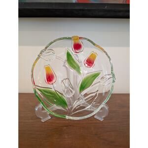 Vintage Walther-Glass Tulip Flower Pressed Glass Dish – Germany – 7”